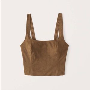 Faux Suede Square Neck Top